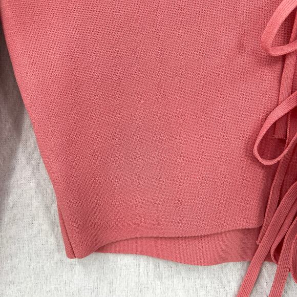 ALICE AND OLIVIA Sharee Top Womens Medium Pink Tie Knit Crop V Neck Long Sleeve - Picture 13 of 16